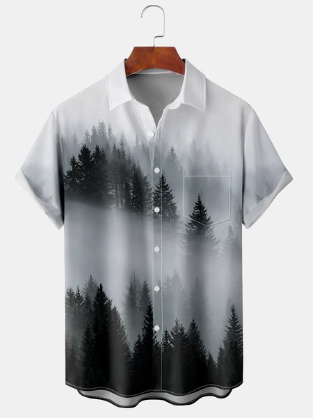 

Mens Print Front Buttons Soft Breathable Chest Pocket Casual Hawaiian Shirts, White, Men's Floral shirt