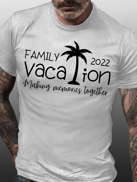 

Mans Family Vacation 2022 Casual Crew Neck T-Shirt, White, T-shirts