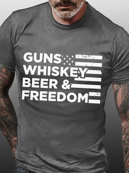 

American flag men’s Casual Fit Cotton T-Shirt, Gray, T-shirts
