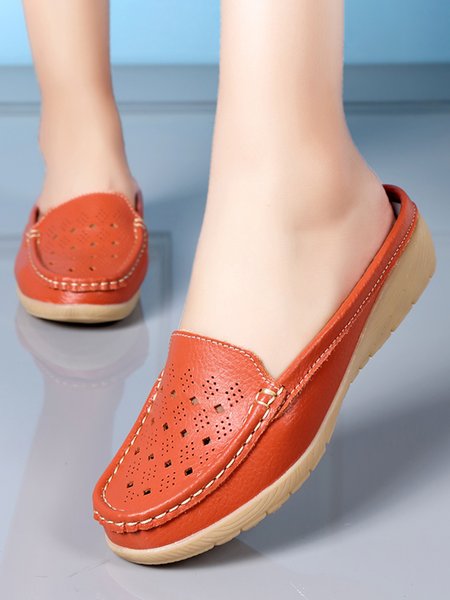 

JFN Breathable Hollow Heightening Mules, Orange, Flats