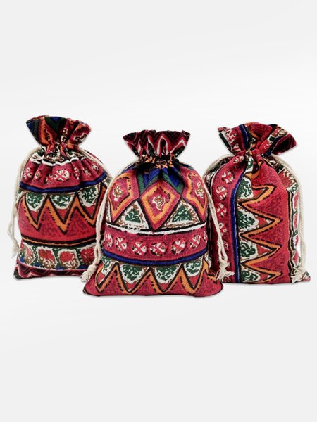 

JFN Retro Ethnic Style Beam Mouth Cotton Hemp Bag Drawstring Storage Bag, Color1, Women's Bags