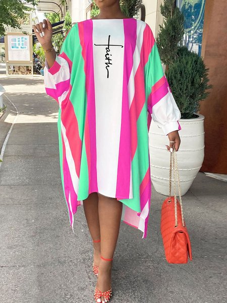 

Striped Casual Dress, Multicolor, Midi Dresses