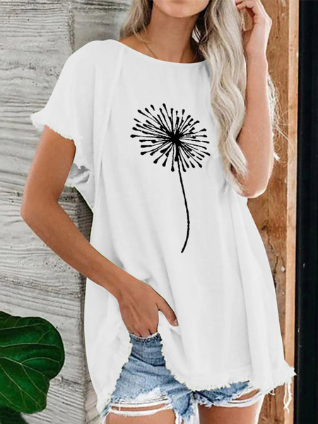 

Dandelion Loose Casual Tops, White, Tunics