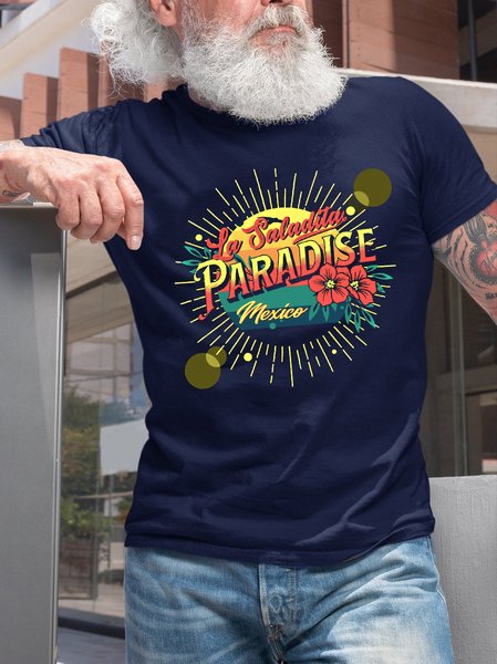 

La Saladita Beach Mexico Vacation Crew Neck T-Shirt, Purplish blue, T-shirts