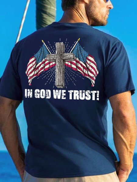 

Veteran America Flag Men's Vintage Cotton Flag T-Shirt, Purplish blue, T-shirts