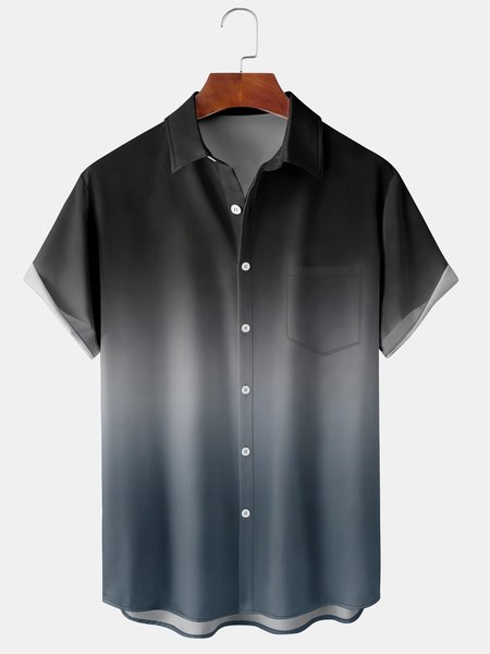 

Mens Ombre Tie dye Front Buttons Soft Breathable Chest Pocket Casual Hawaiian Shirts, Black, Men's Floral shirt