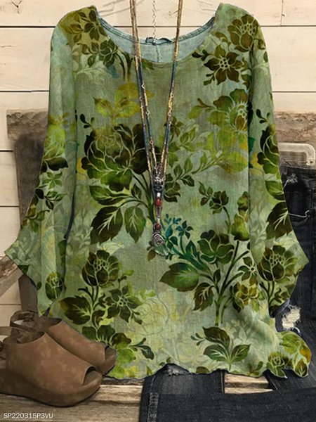 

Batwing Sleeve Floral Tops, Green, Shirts & Blouses