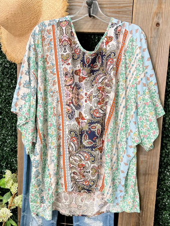 

V Neck Paisley Casual Tops, Multicolor, Shirts & Blouses