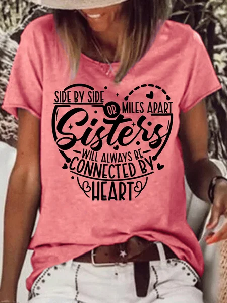 

Womens Best Friends Funny Sisters Crew Neck Casual T-Shirt, Red, T-shirts