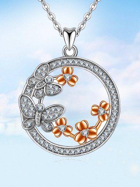 

JFN Butterfly Round Diamond Separation Pendant Necklace, Silver, Necklaces