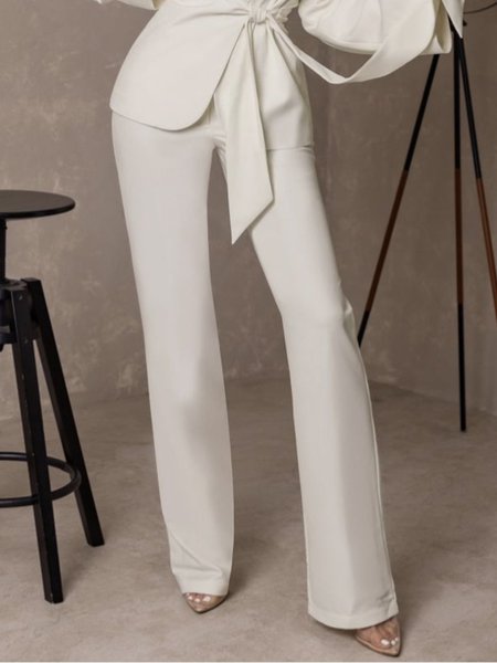 

Daily High Waist Daily Fit Urban Fashion Pants, White, Wide Leg Pants