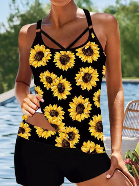 

Loose V Neck Cotton Casual Two Piece Sets, Black, Suit Set