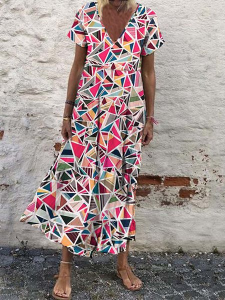 

V Neck Dresses, Rose red, Maxi Dresses
