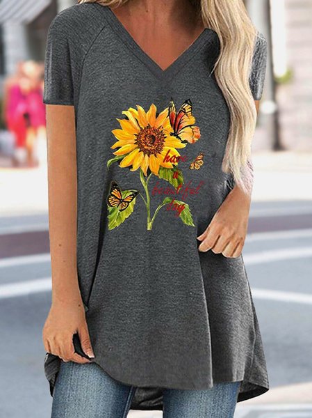 

Fit Batwing Sleeve Casual Tops, Gray, Shirts & Blouses