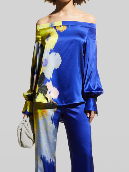 

Summer A-Line No Elasticity Long sleeve Loose Elegant Daily Tops, Blue, Tops