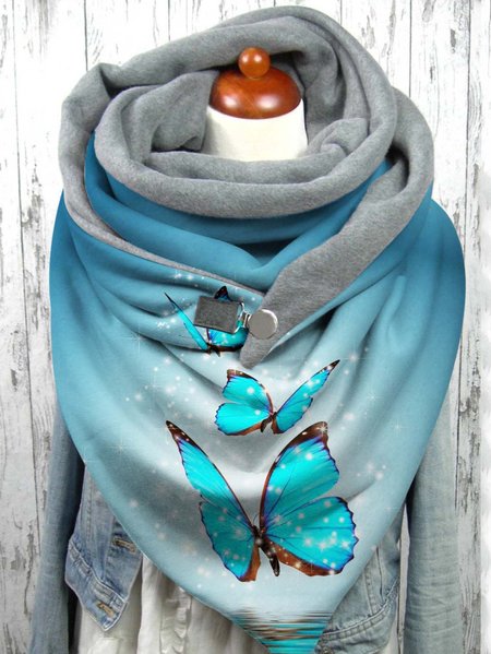 

JFN Windproof Warm Butterfly Pattern Triangle Scarf Autumn and Winter Scarf, Blue, Women Scarves & Shawls