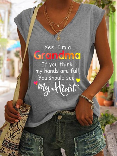 

Yes I am A Grandma Funny V-neck Tank Top, Gray, Tank Tops