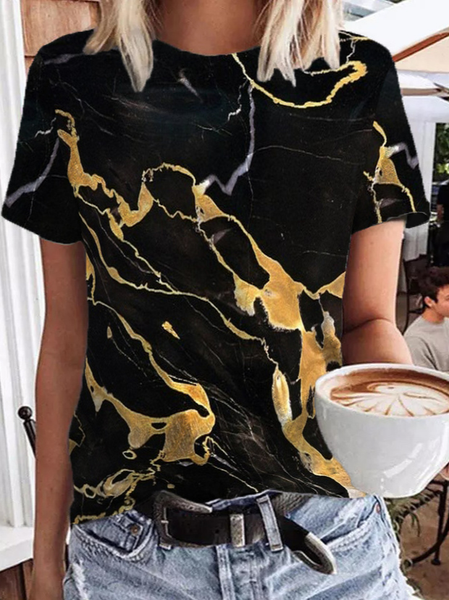 

Abstract Geometric Casual Regular Fit Crew Neck Geometric Short sleeve T-Shirt, Black, T-Shirts