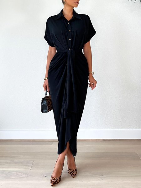 

Urban Fit Plain Short Sleeve Midi Dress, Black, Maxi Dresses