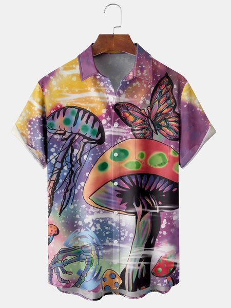 

Men's Casual Short Sleeve Hawaiian Shirt, Purple, Men's Floral shirt