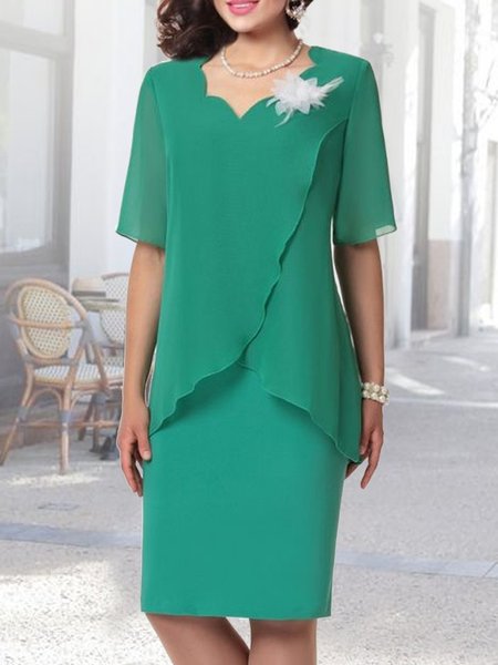 

Chiffon loose stretch elegant Holiday midi Prom Dress, Green, Dresses