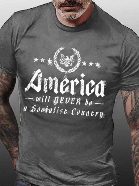 

letter men’s Fit Casual T-Shirt, Gray, T-shirts