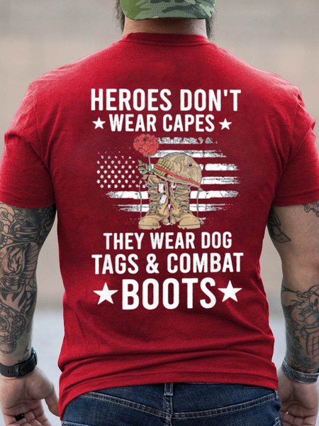 

Top heroes Don’t Wear Capes They Wear Dog Tags & Combat Boots Us Flag Men's Cotton T-Shirt, Red, T-shirts