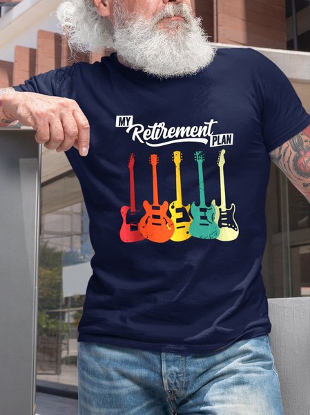 

Electric Guitar My Retirement Plan Crew Neck T-shirt, Purplish blue, T-shirts