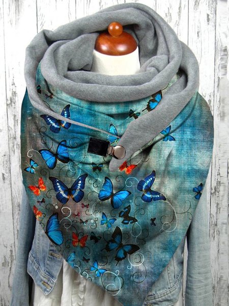 

Casual All Season Butterfly Printing Warmth Daily Standard Polyester Cotton Regular Scarf for Women, As picture, Scarfs