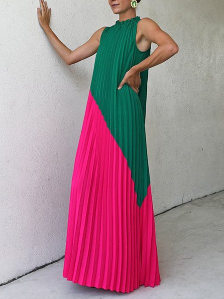 

Elegant Sleeveless Loosen Daily Maxi Dress, Deep pink, Maxi Dresses