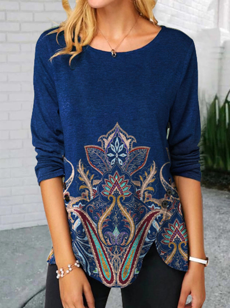 

Ethnic Casual Fit T-Shirt, Dark blue, T-Shirts