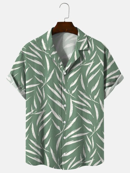 

Cotton Linen Hawaiian Casual Shorts, As picture, Men's Floral shirt