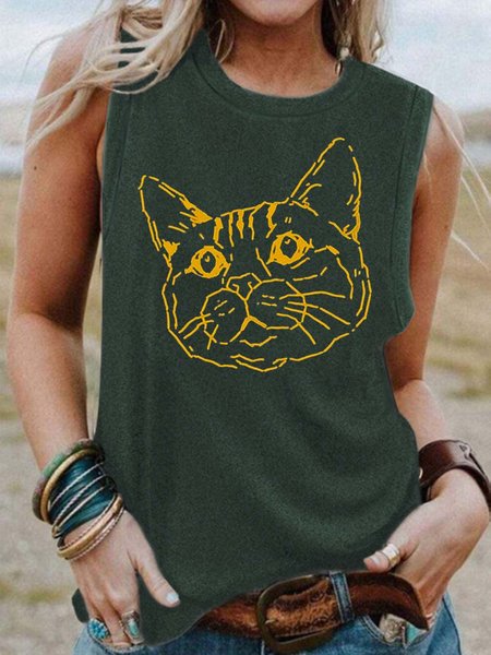 

cat women’s Cotton-Blend Basics Loose Tanks & Camis, Green, Tank Tops
