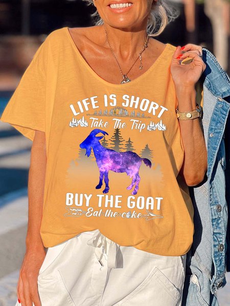 

goat men’s Casual Text Letters T-Shirt, Yellow, T-shirts