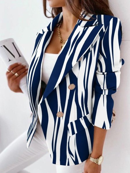 

Urban Striped Long Sleeve Fit Blazer, Blue, Blazers