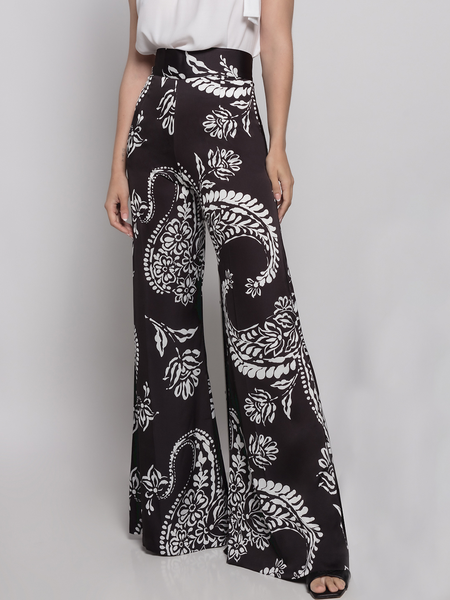

Summer A-Line High Waist Boho Loose Fashion Vacation Pants, Black, Wide Leg Pants