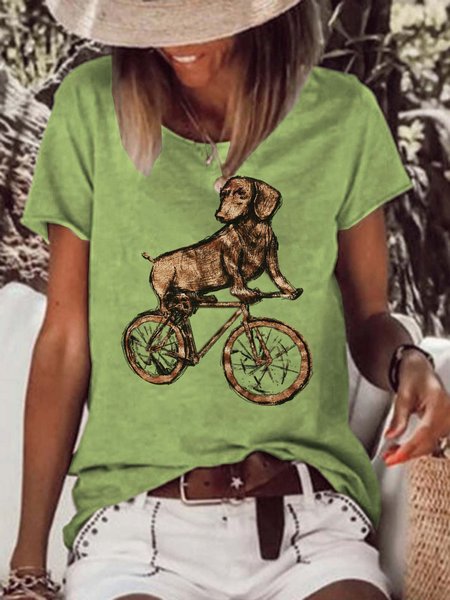 

dog women’s Letter Casual T-Shirt, Green, T-shirts
