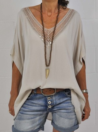 

Plain Cotton Casual T-Shirt, Khaki, Tunics