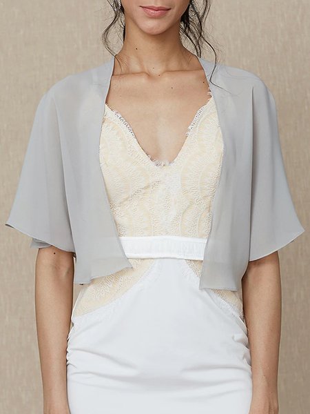 

Ruffled Sleeves Elegant Other Coat, Gray, Cardigans