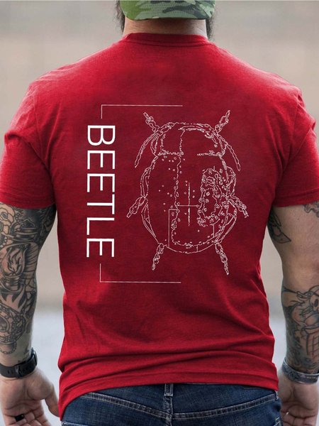 

beetle men’s Crew Neck Animal Basics T-Shirt, Red, T-shirts