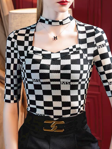 

Summer H-Line Short sleeve Stand Collar Fit Daily T-Shirt, Black, Tees
