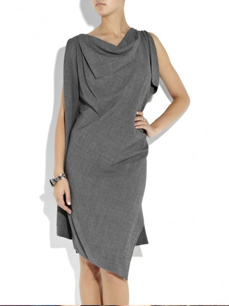 

Plain Daily Sleeveless Tank Others Urban Dress, Gray, Midi Dresses