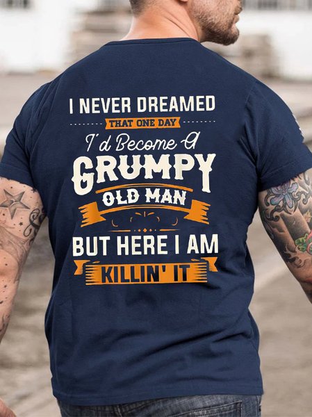 

Grumpy Old Man Funny Back Print T-shirt, Purplish blue, T-shirts