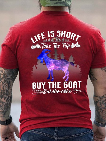 

goat men’s Basics Cotton Loose T-Shirt, Red, T-shirts