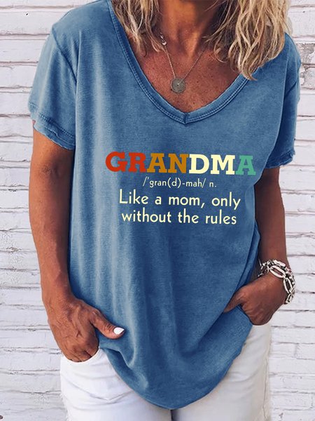 

Grandma Like A Mom Only Without The Rules V-neck T-shirt, Blue, T-shirts