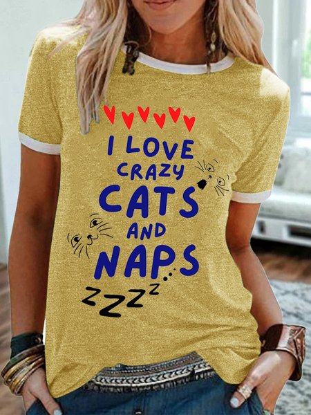 

Lilicloth x Kat8lyst I Love Crazy Cats And Naps Women's Fit T-Shirt, Yellow, T-shirts