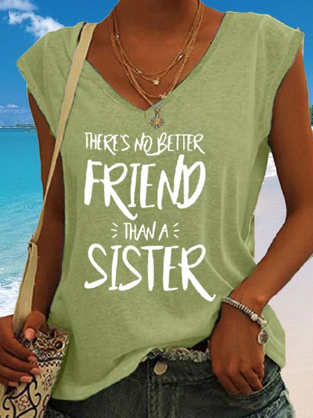 

There's No Better Friend Than A Sister Letter Knit Tank, Green, Tank Tops