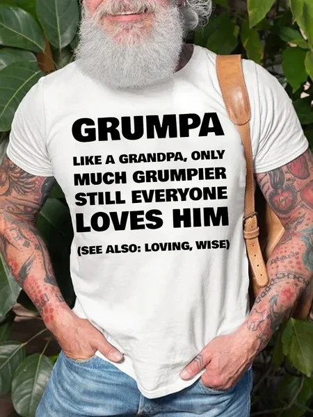 Grumpa Definition - Funny Grandpa Letters Cotton T-Shirt, White, T-shirts