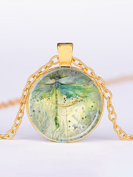 

Casual Transparent Gem Dragonfly Necklace T-Shirt/Tee Matching, Golden, Necklaces