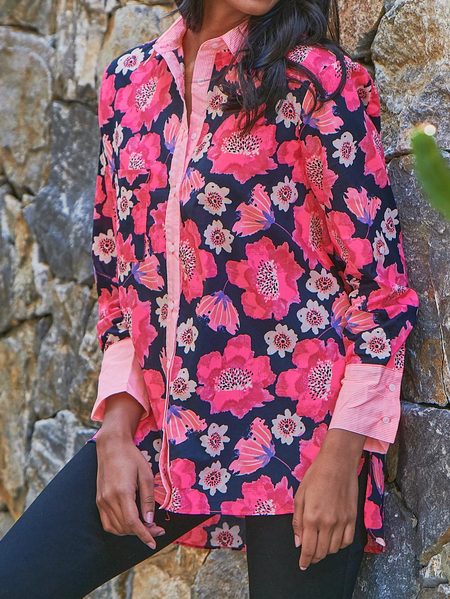 

Floral Shirt Collar Casual Blouse, Multicolor, Shirts & Blouses